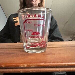 Indiana Souvenir Shot Glass with Red Print